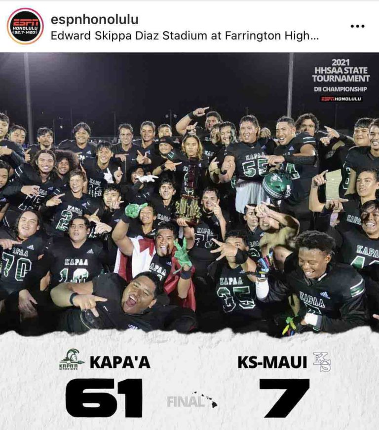 Kapa’a High Warriors Bring Home State Championship! - Kapaa High School ...